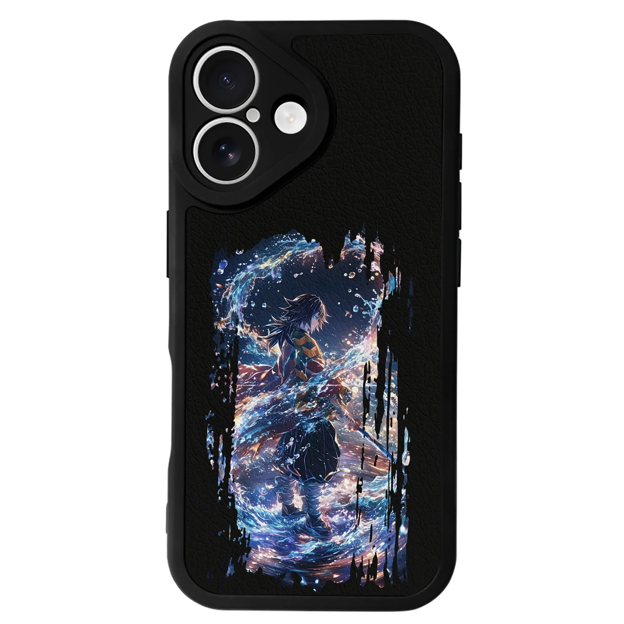 鬼滅の刃 グッズ,冨岡 義勇 - IPhone 16シリーズ対応 ・ シリコンスマホケース ・ レザー調 ・ 高精度フィット ・ 耐衝撃 ・ ワイヤレス充電対応 ・ 精密カット